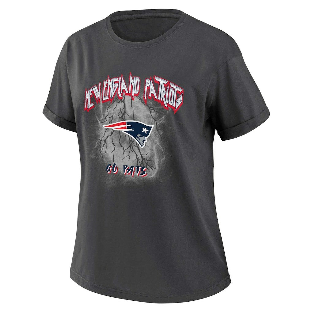 New England Patriots WEAR by Erin Andrews Women's Boyfriend T-Shirt Charcoal | NFL