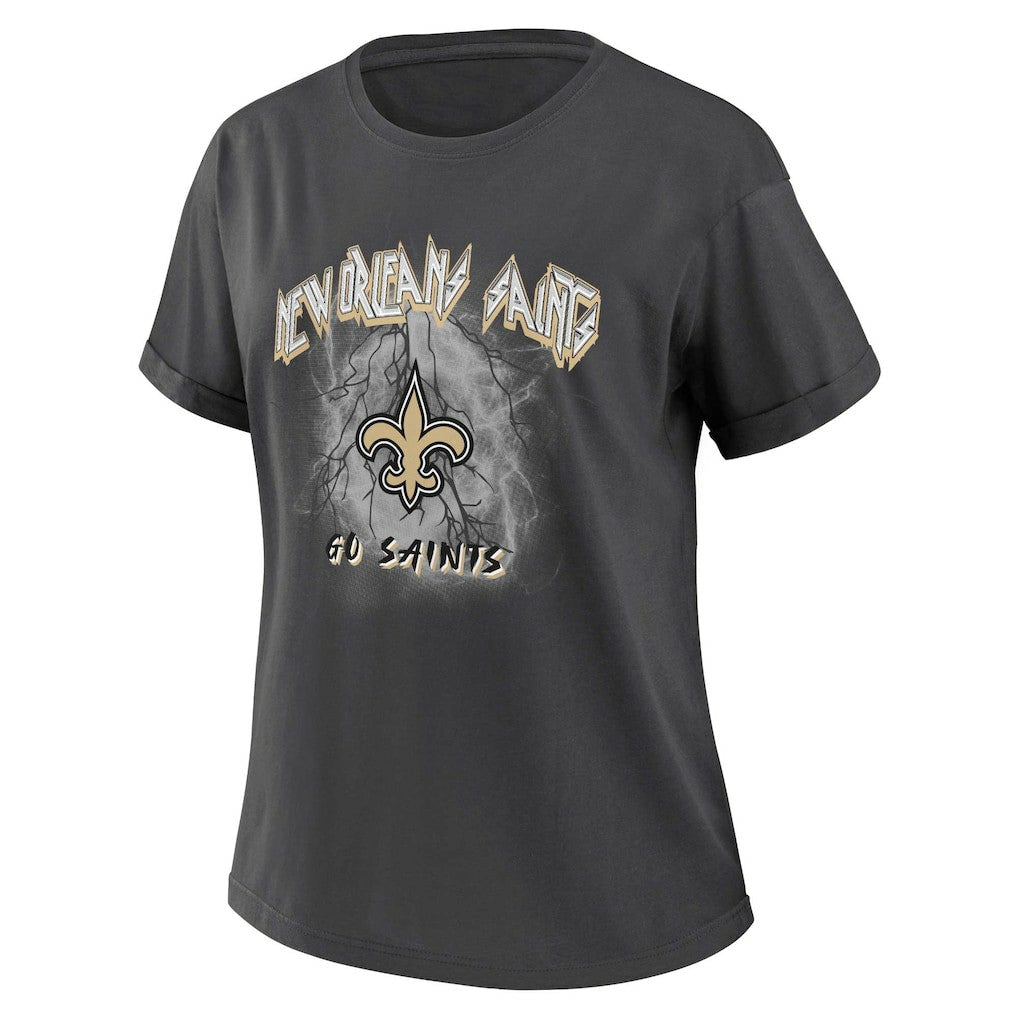 New Orleans Saints WEAR by Erin Andrews Women's Boyfriend T-Shirt Charcoal | NFL