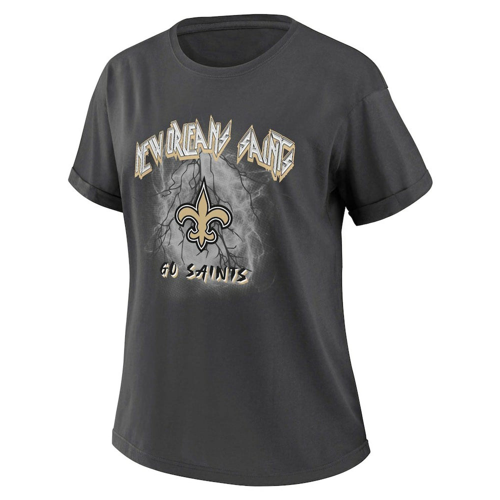 New Orleans Saints WEAR by Erin Andrews Women's Boyfriend T-Shirt Charcoal | NFL