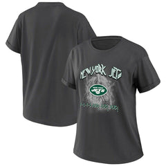 New York Jets WEAR by Erin Andrews Women's Boyfriend T-Shirt Charcoal | NFL