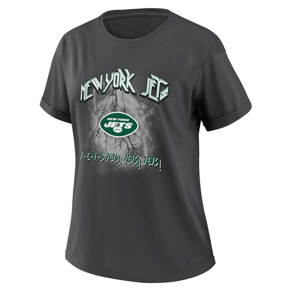 New York Jets WEAR by Erin Andrews Women's Boyfriend T-Shirt Charcoal | NFL