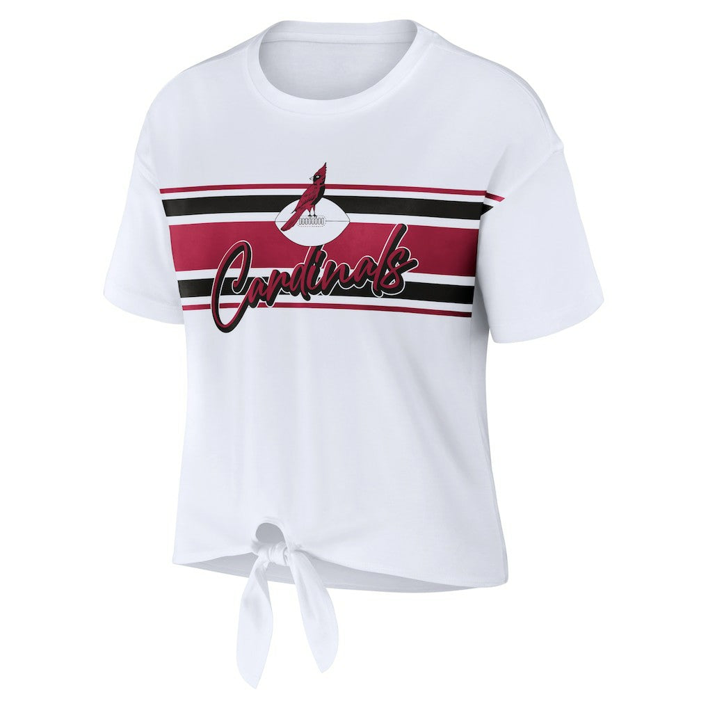 Arizona Cardinals WEAR by Erin Andrews Women's Front Tie Retro T-Shirt White | NFL