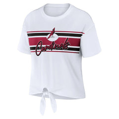 Arizona Cardinals WEAR by Erin Andrews Women's Front Tie Retro T-Shirt White | NFL