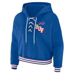 Buffalo Bills WEAR by Erin Andrews Women's Lace-Up Pullover Hoodie Royal | NFL