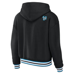 Carolina Panthers WEAR by Erin Andrews Women's Lace-Up Pullover Hoodie Black | NFL