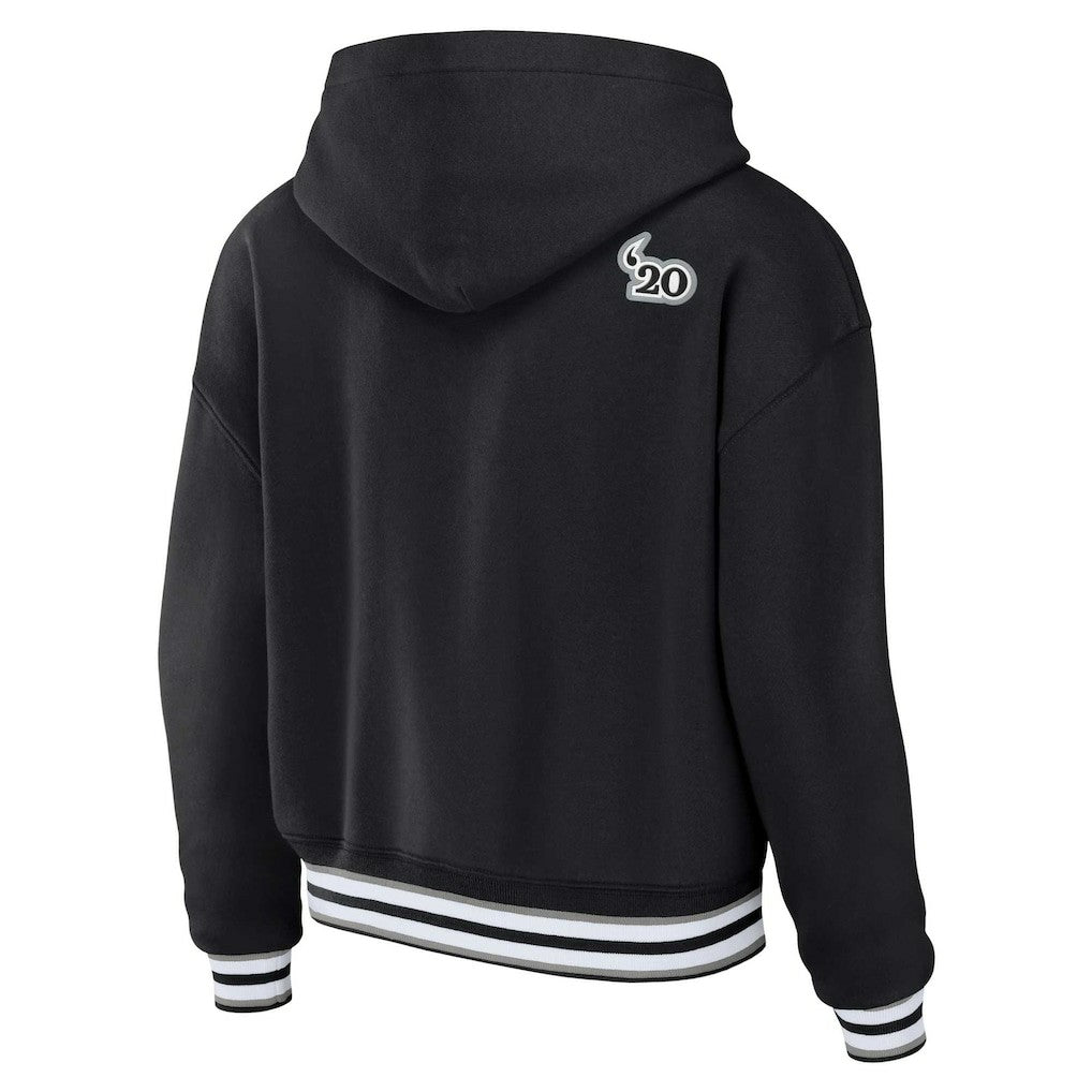 Las Vegas Raiders WEAR by Erin Andrews Women's Lace-Up Pullover Hoodie Black | NFL