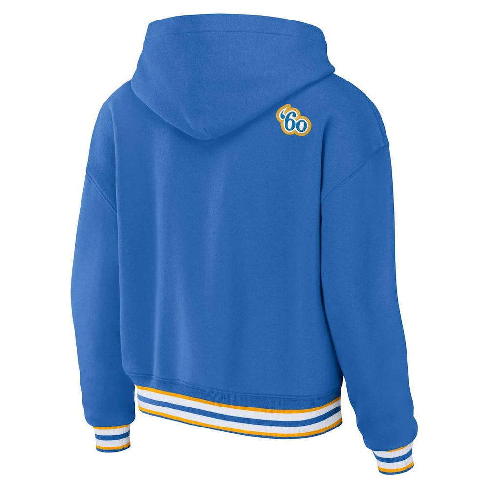 Los Angeles Chargers WEAR by Erin Andrews Women's Lace-Up Pullover Hoodie Powder Blue | NFL