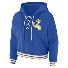Los Angeles Rams WEAR by Erin Andrews Women's Lace-Up Pullover Hoodie Royal | NFL