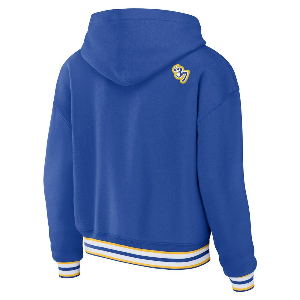 Los Angeles Rams WEAR by Erin Andrews Women's Lace-Up Pullover Hoodie Royal | NFL