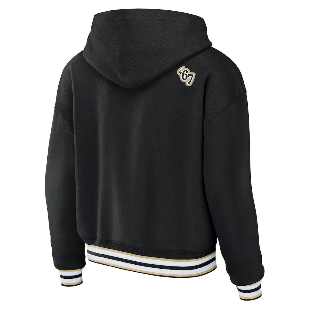 New Orleans Saints WEAR by Erin Andrews Women's Lace-Up Pullover Hoodie Black | NFL
