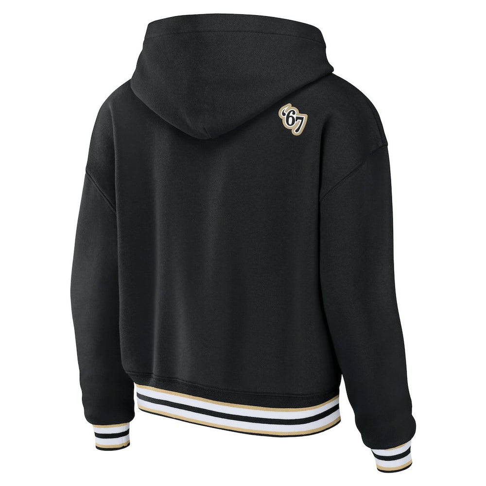 New Orleans Saints WEAR by Erin Andrews Women's Lace-Up Pullover Hoodie Black | NFL