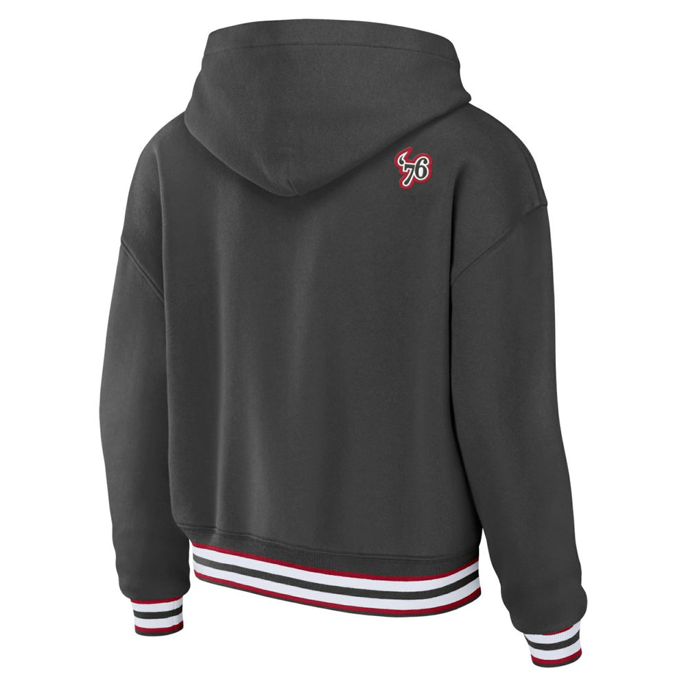 Tampa Bay Buccaneers WEAR by Erin Andrews Women's Lace-Up Pullover Hoodie Pewter | NFL