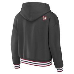 Tampa Bay Buccaneers WEAR by Erin Andrews Women's Lace-Up Pullover Hoodie Pewter | NFL