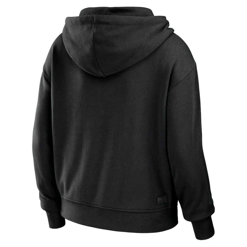 New Orleans Saints WEAR by Erin Andrews Women's Color Block Light Weight Modest Crop Full-Zip Hoodie Black/White | NFL