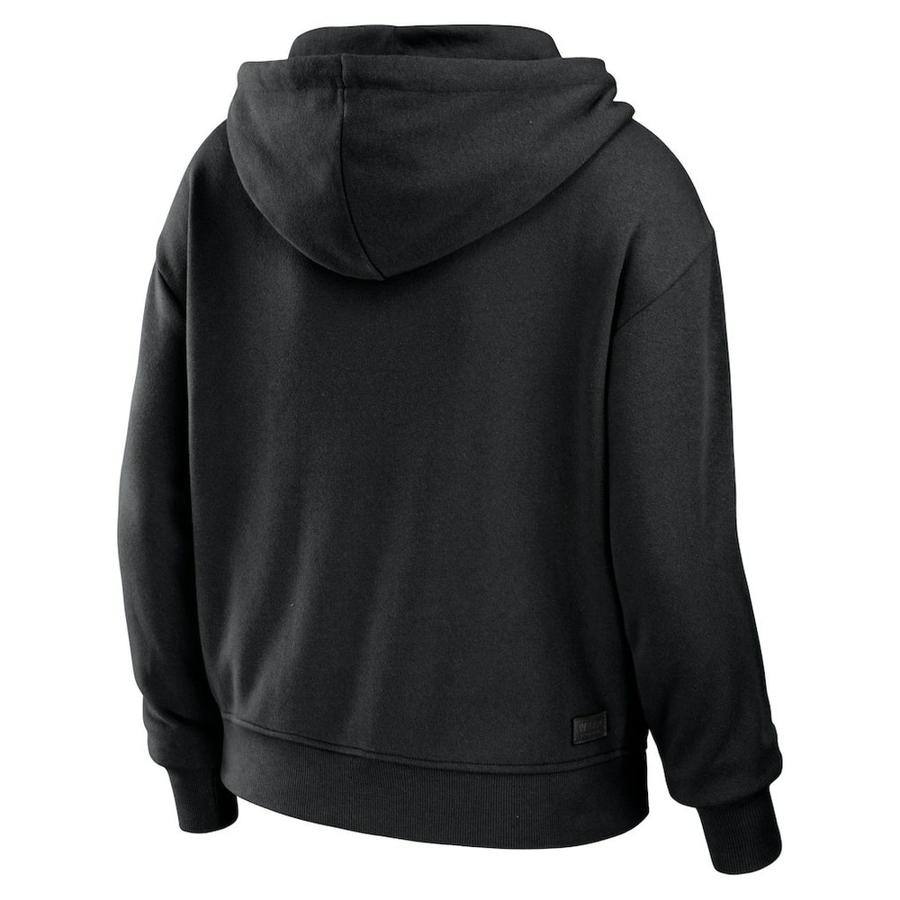 New Orleans Saints WEAR by Erin Andrews Women's Color Block Light Weight Modest Crop Full-Zip Hoodie Black/White | NFL
