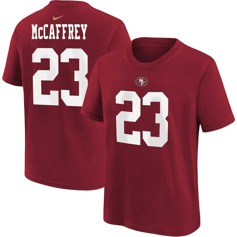 Christian McCaffrey San Francisco 49ers Youth Player Name & Number T-Shirt Scarlet | Nike for Sale