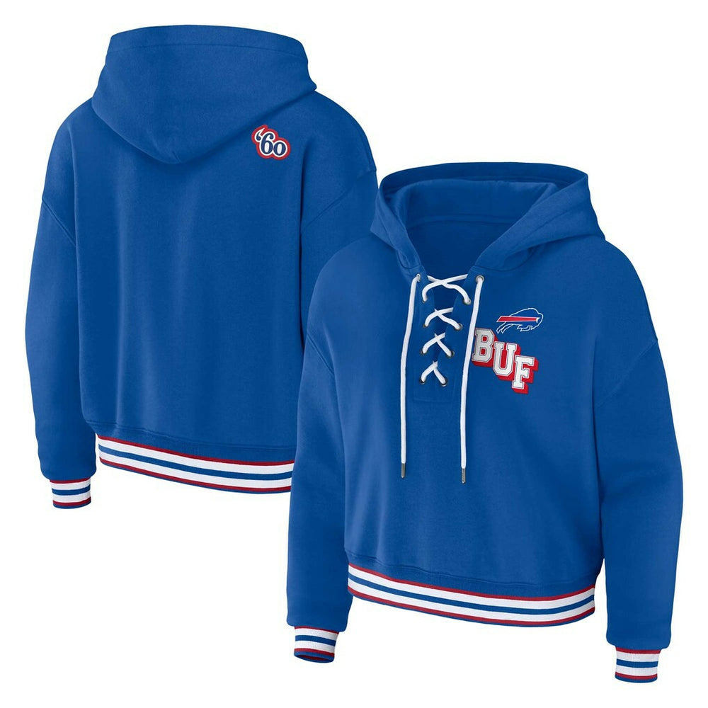Buffalo Bills WEAR by Erin Andrews Women's Plus Size Lace-Up Pullover Hoodie Royal | NFL