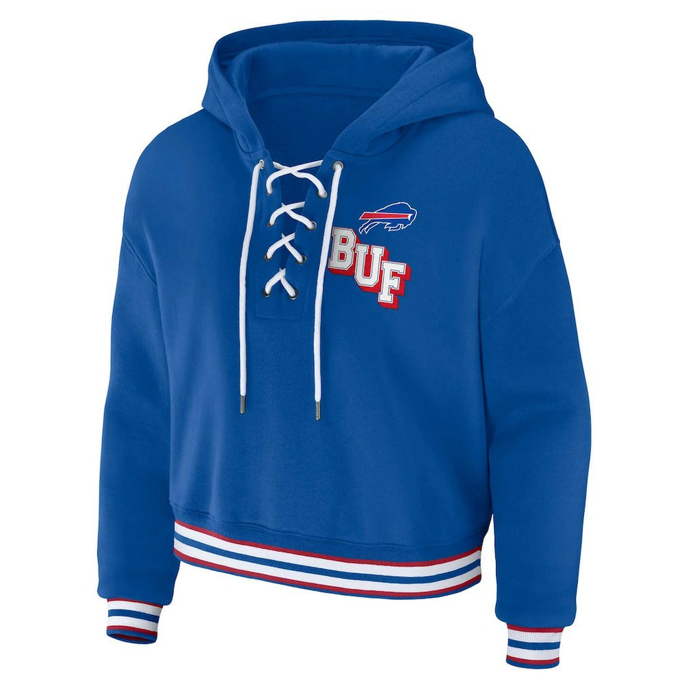 Buffalo Bills WEAR by Erin Andrews Women's Plus Size Lace-Up Pullover Hoodie Royal | NFL