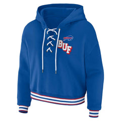 Buffalo Bills WEAR by Erin Andrews Women's Plus Size Lace-Up Pullover Hoodie Royal | NFL