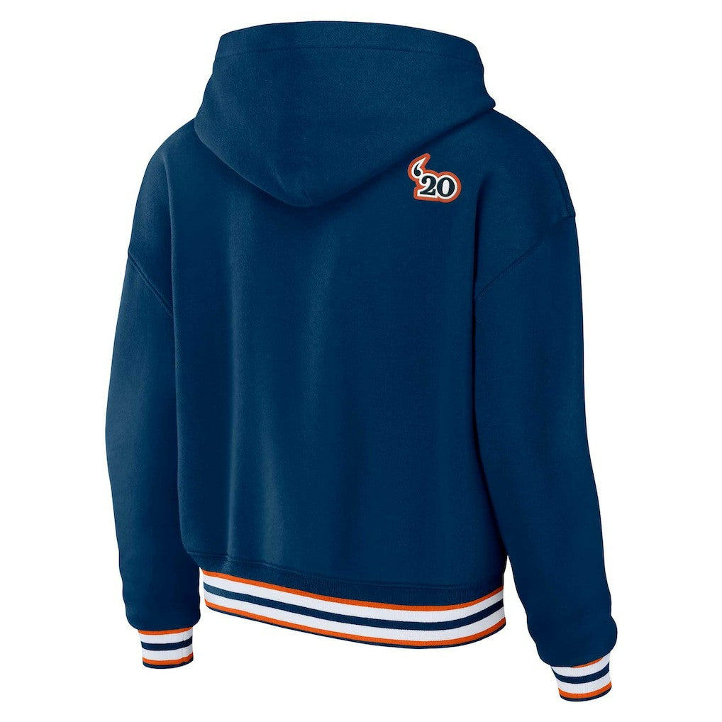 Chicago Bears WEAR by Erin Andrews Women's Plus Size Lace-Up Pullover Hoodie Navy | NFL