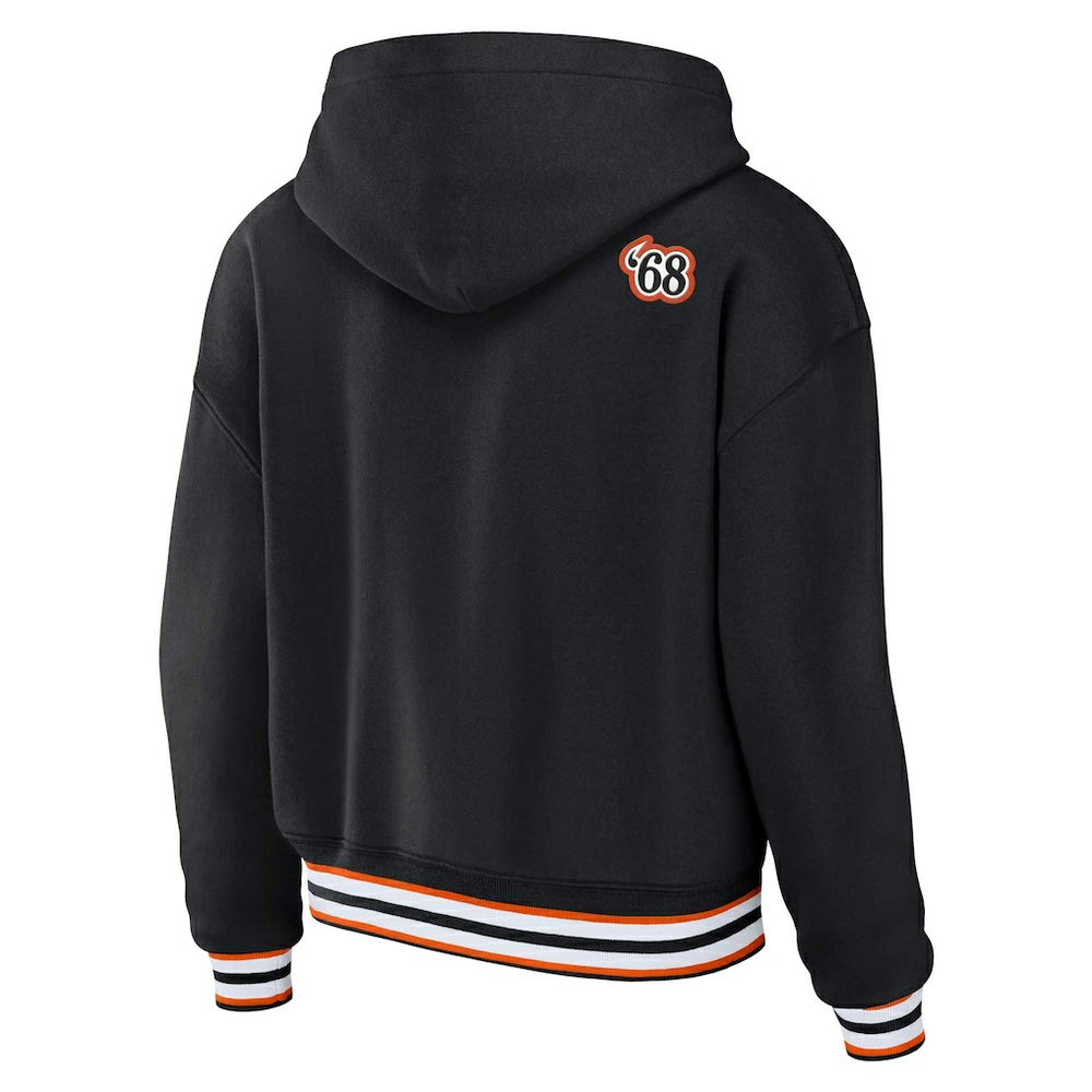 Cincinnati Bengals WEAR by Erin Andrews Women's Plus Size Lace-Up Pullover Hoodie Black | NFL