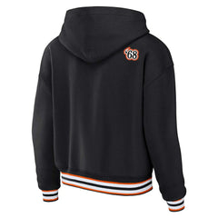 Cincinnati Bengals WEAR by Erin Andrews Women's Plus Size Lace-Up Pullover Hoodie Black | NFL