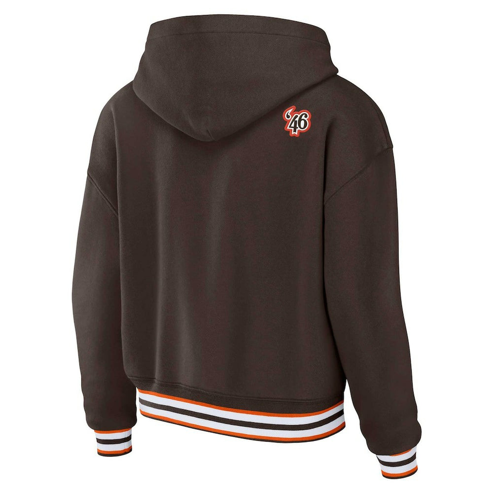 Cleveland Browns WEAR by Erin Andrews Women's Plus Size Lace-Up Pullover Hoodie Brown | NFL