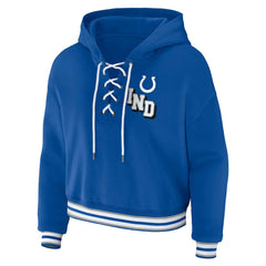 Indianapolis Colts WEAR by Erin Andrews Women's Plus Size Lace-Up Pullover Hoodie Royal | NFL