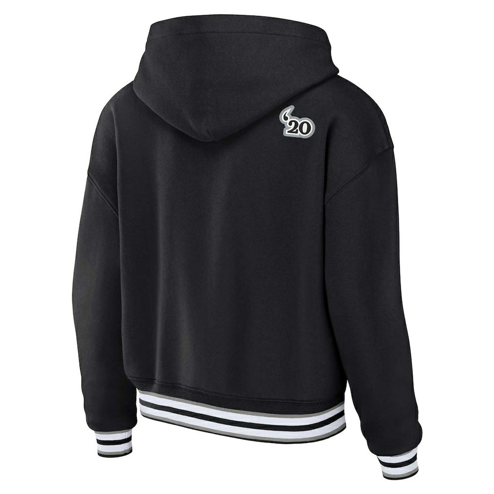 Las Vegas Raiders WEAR by Erin Andrews Women's Plus Size Lace-Up Pullover Hoodie Black | NFL
