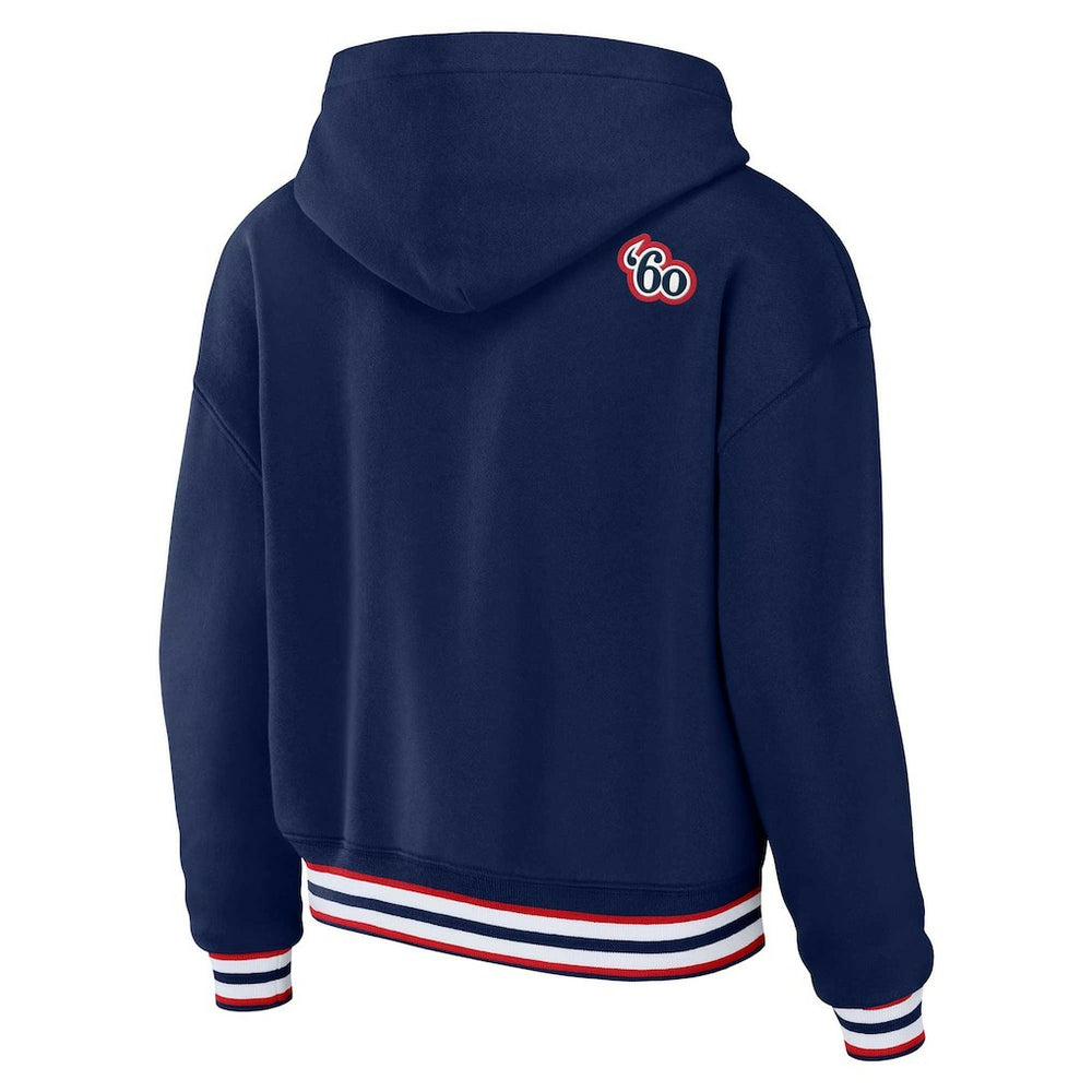 New England Patriots WEAR by Erin Andrews Women's Plus Size Lace-Up Pullover Hoodie Navy | NFL