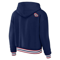 New England Patriots WEAR by Erin Andrews Women's Plus Size Lace-Up Pullover Hoodie Navy | NFL