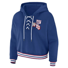New York Giants WEAR by Erin Andrews Women's Plus Size Lace-Up Pullover Hoodie Royal | NFL