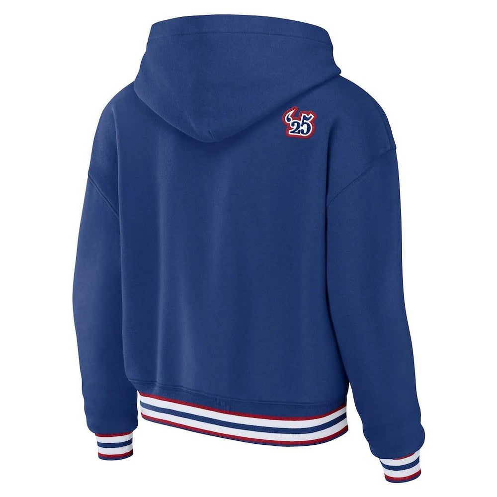 New York Giants WEAR by Erin Andrews Women's Plus Size Lace-Up Pullover Hoodie Royal | NFL