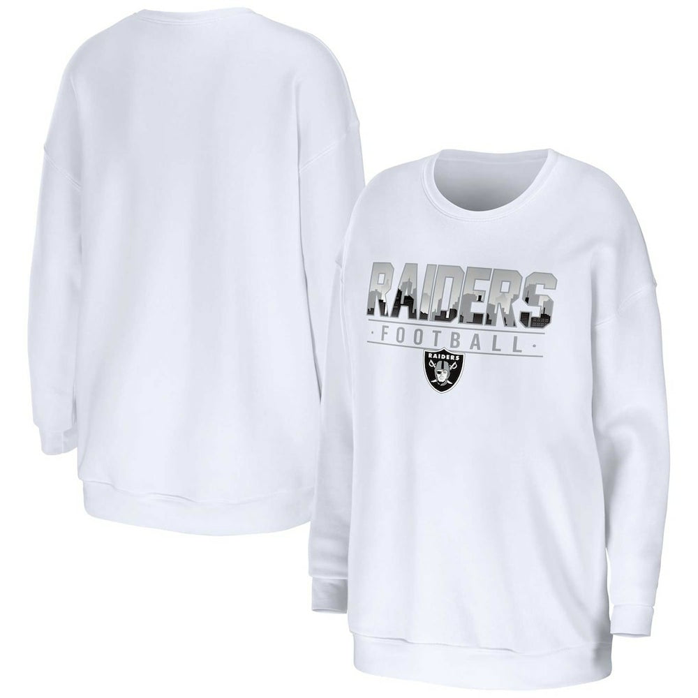 Las Vegas Raiders WEAR by Erin Andrews Women's Domestic Pullover Sweatshirt White | NFL