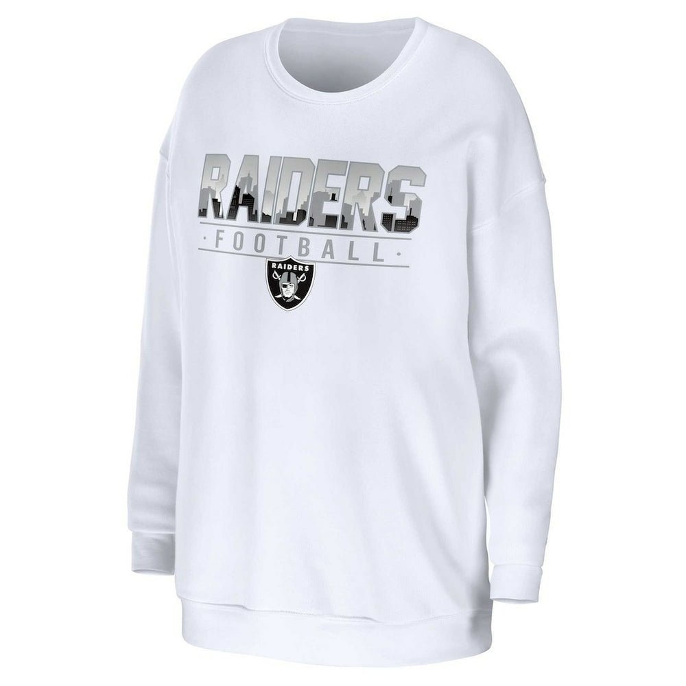Las Vegas Raiders WEAR by Erin Andrews Women's Domestic Pullover Sweatshirt White | NFL