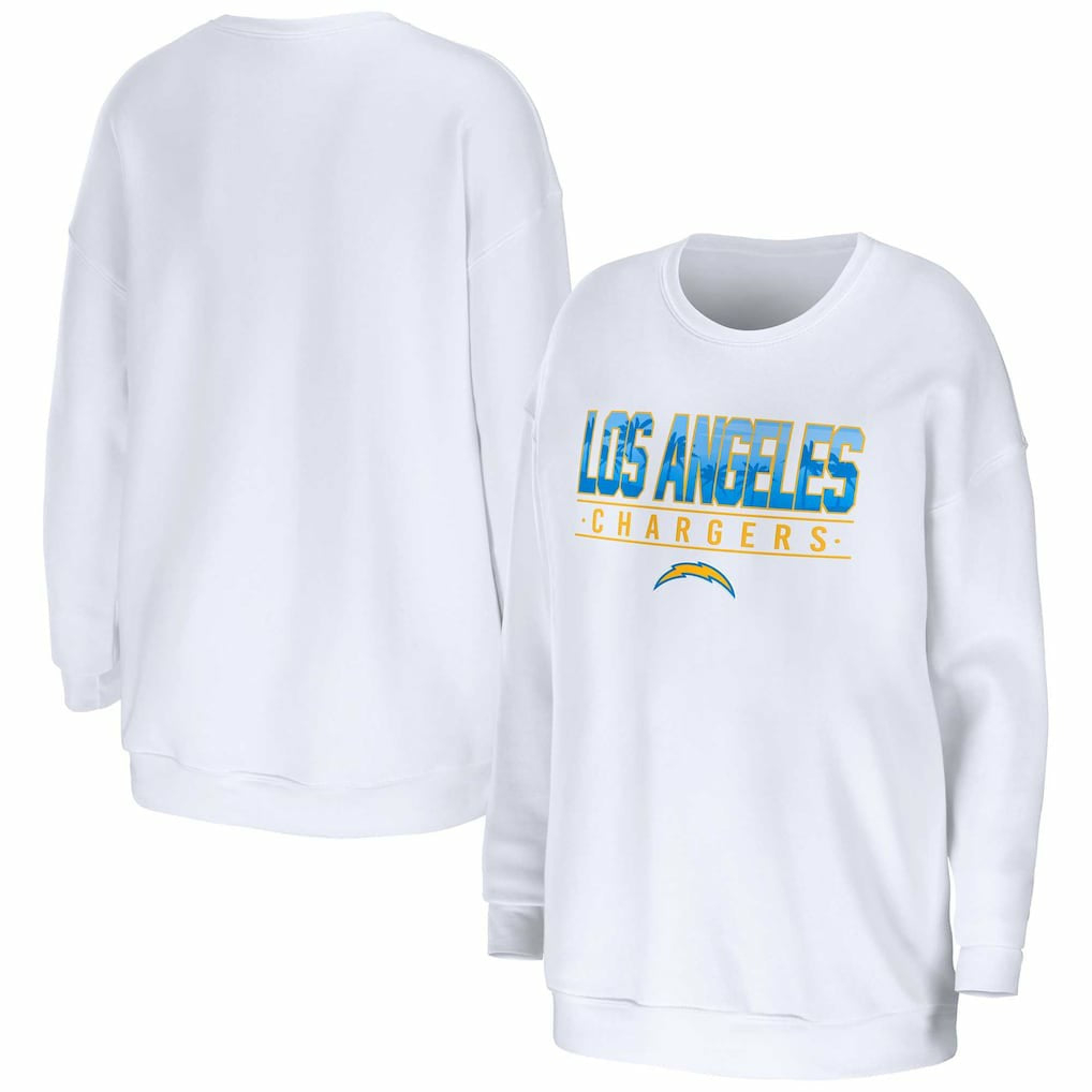 Los Angeles Chargers WEAR by Erin Andrews Women's Domestic Pullover Sweatshirt White | NFL
