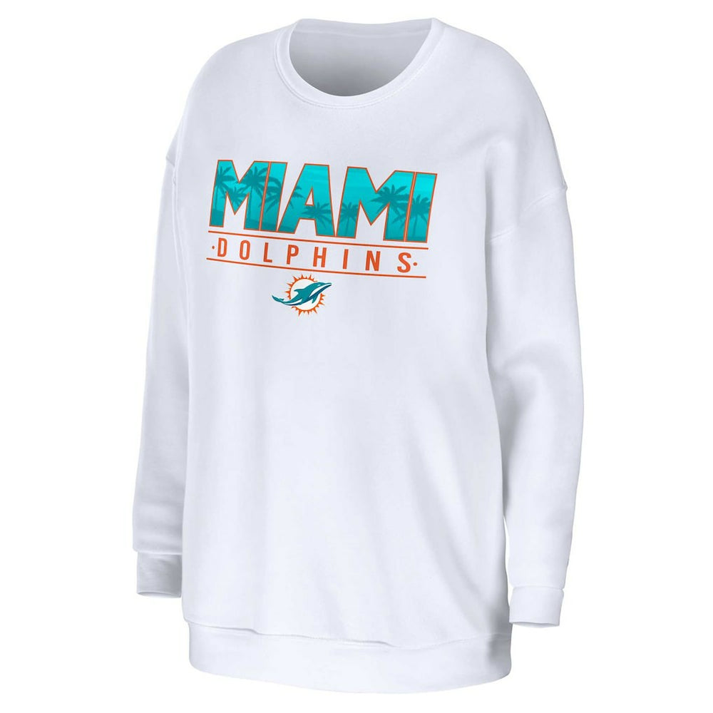 Miami Dolphins WEAR by Erin Andrews Women's Domestic Pullover Sweatshirt White | NFL