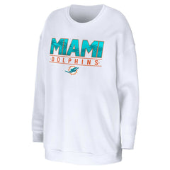 Miami Dolphins WEAR by Erin Andrews Women's Domestic Pullover Sweatshirt White | NFL