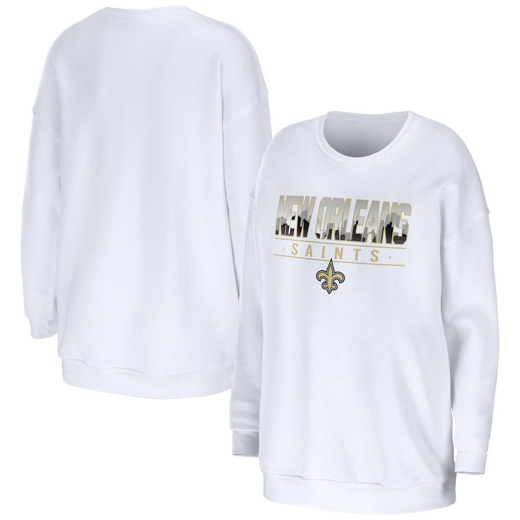 New Orleans Saints WEAR by Erin Andrews Women's Domestic Pullover Sweatshirt White | NFL