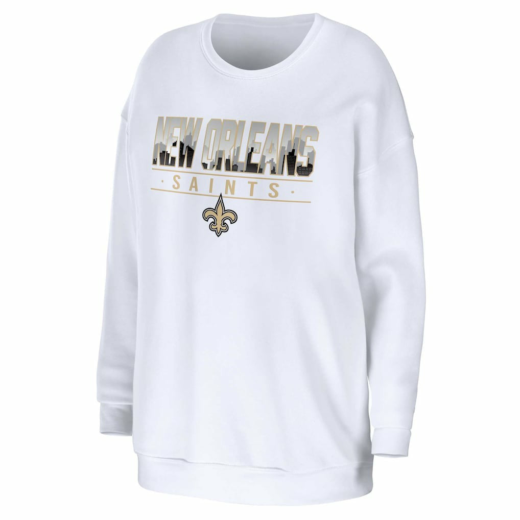 New Orleans Saints WEAR by Erin Andrews Women's Domestic Pullover Sweatshirt White | NFL