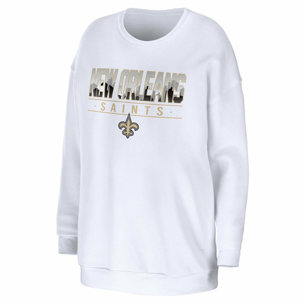 New Orleans Saints WEAR by Erin Andrews Women's Domestic Pullover Sweatshirt White | NFL