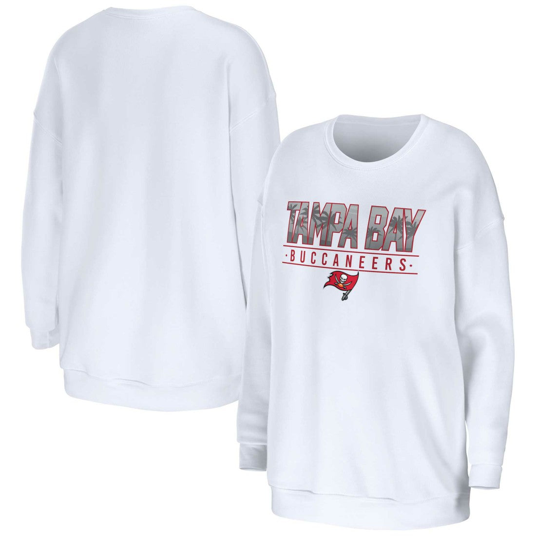 Tampa Bay Buccaneers WEAR by Erin Andrews Women's Domestic Pullover Sweatshirt White | NFL