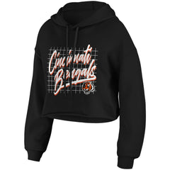 Cincinnati Bengals WEAR by Erin Andrews Women's Domestic Cropped Pullover Hoodie Black | NFL