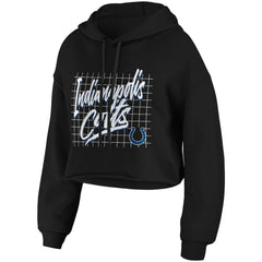 Indianapolis Colts WEAR by Erin Andrews Women's Domestic Cropped Pullover Hoodie Black | NFL