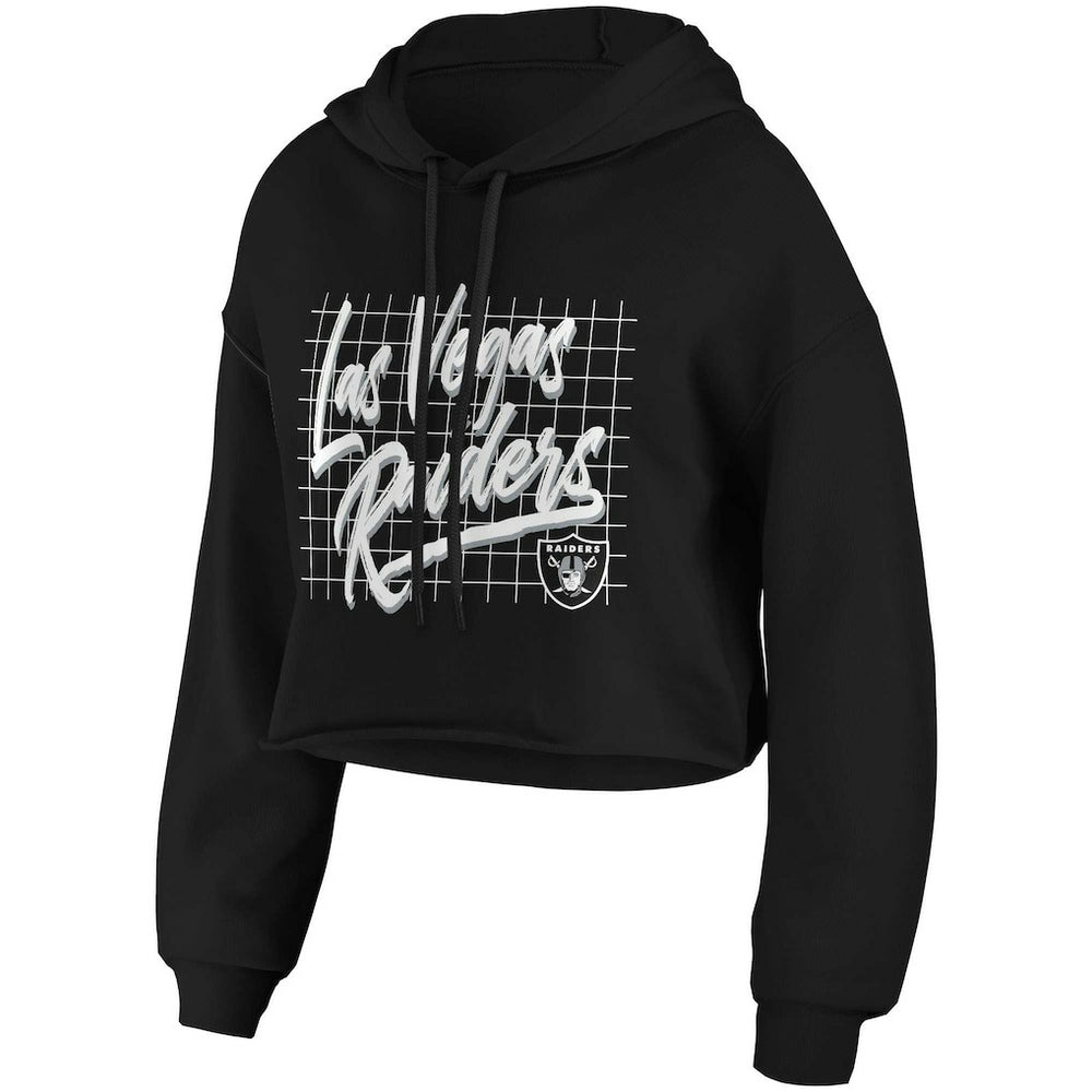 Las Vegas Raiders WEAR by Erin Andrews Women's Domestic Cropped Pullover Hoodie Black | NFL