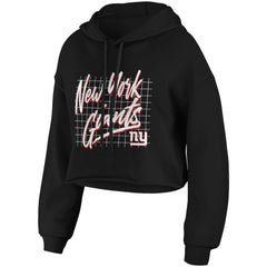 New York Giants WEAR by Erin Andrews Women's Domestic Cropped Pullover Hoodie Black | NFL