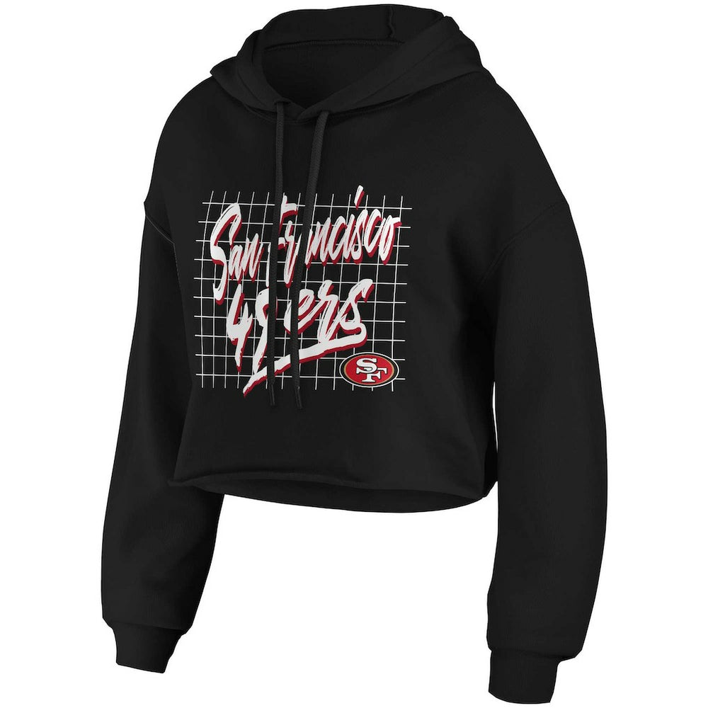 San Francisco 49ers WEAR by Erin Andrews Women's Domestic Cropped Pullover Hoodie Black | NFL
