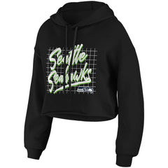 Seattle Seahawks WEAR by Erin Andrews Women's Domestic Cropped Pullover Hoodie Black | NFL