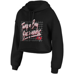 Tampa Bay Buccaneers WEAR by Erin Andrews Women's Domestic Cropped Pullover Hoodie Black | NFL