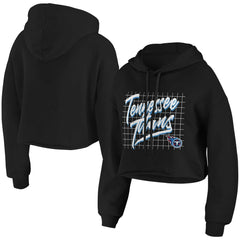 Tennessee Titans WEAR by Erin Andrews Women's Domestic Cropped Pullover Hoodie Black | NFL